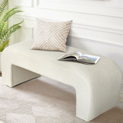 Lily 47" Upholstered Scroll Velvet Waterfall Bench/Chenille Entryway Bench for Bedroom-Maison Boucle