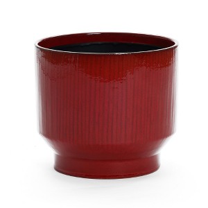 LuxenHome 11" Dia Ceramic Planter Red Glazed Indoor Outdoor Decorative Plant Pot with Drainage Hole and Rubber Plug Modern Round Garden Pot - 1 of 4