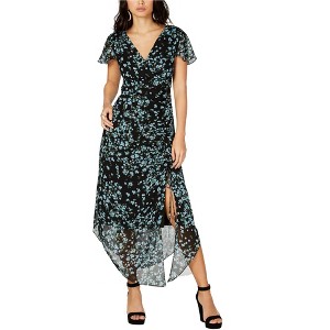 I.N.C International Concepts Womens Flutter-Sleeve Ruched Floral Maxi Dress, Black, 14 - 1 of 1