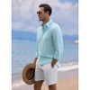 Men's Cotton Linen Sets 2 Piece Tracksuits Long Sleeve Casual Summer Beach Outfits Button Down Shirts and Shorts - 3 of 4