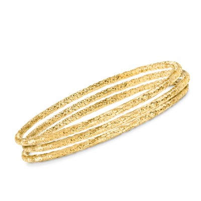 Ross-Simons Italian 22kt Gold Over Sterling Jewelry Set: 3 Hammered Bangle Bracelets