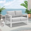 Heynemo Patio Furniture Aluminum Loveseat, All-Weather Outdoor 2 Seats Sofa Couch - 4 of 4