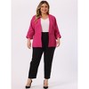 Agnes Orinda Women's Plus Size Fashion Formal with 3/4 Pleated Sleeves and Shawl Collar Blazers - 3 of 4