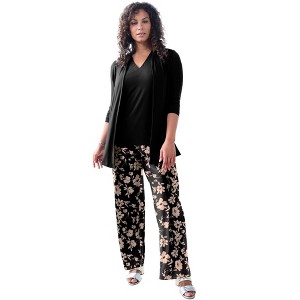 Roaman's Women's Plus Size Ultrasmooth Fabric Wide-Leg Pant - 1 of 4