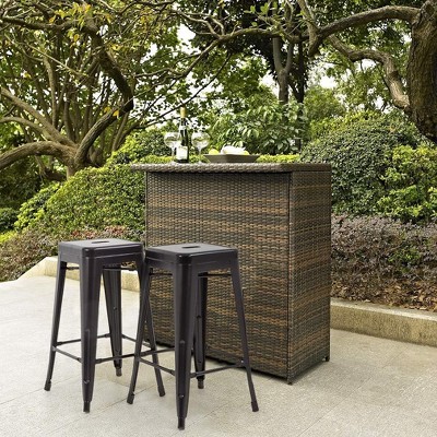 Set of 4 Black Metal 24" Stackable Bar Stools