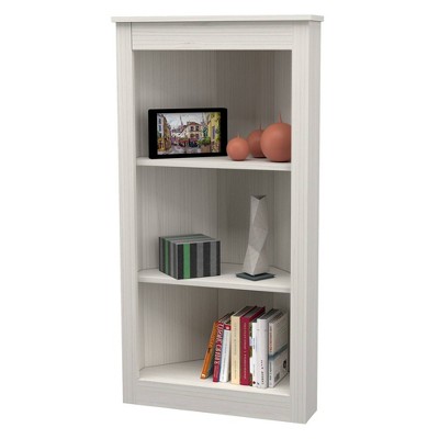 Elegant Washed Oak Corner Bookcase with 3 Open Shelves