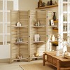 HOMCOM 5 Panel 67" Tall Wood Privacy Screen Room Divider with 3 Display Shelves, and Folding Storage for Bedroom or Home Office, Natural Wood - 3 of 4