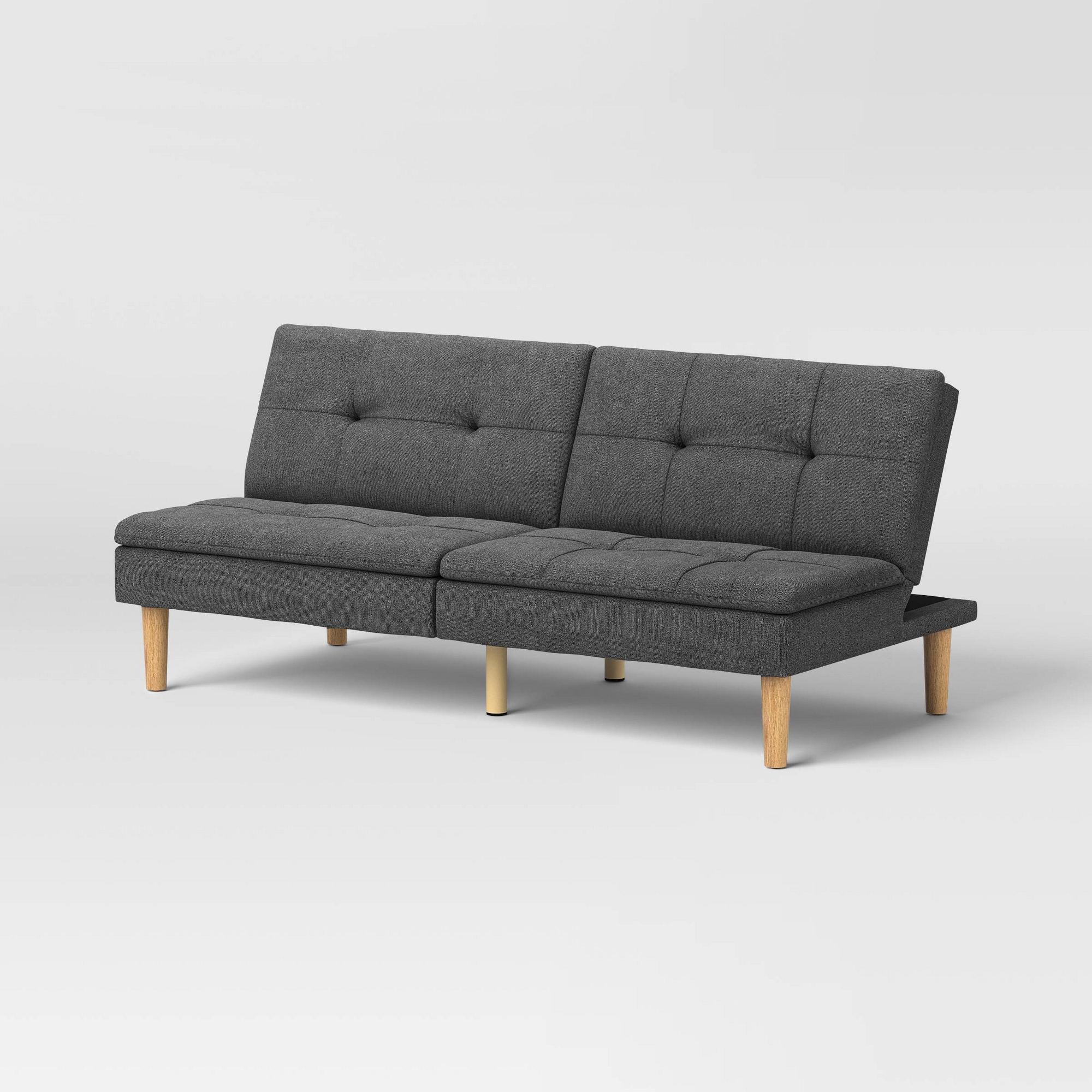 69" Tufted Futon Sofa Dark Gray - Room Essentials™