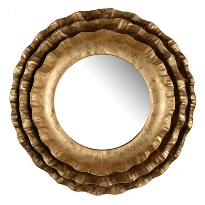 Vynxaria 16 in. Wx16 in. H Round Wall Mirror with Gold Metal Frame, Mid-Century Modern Accent Mirror for Living Room