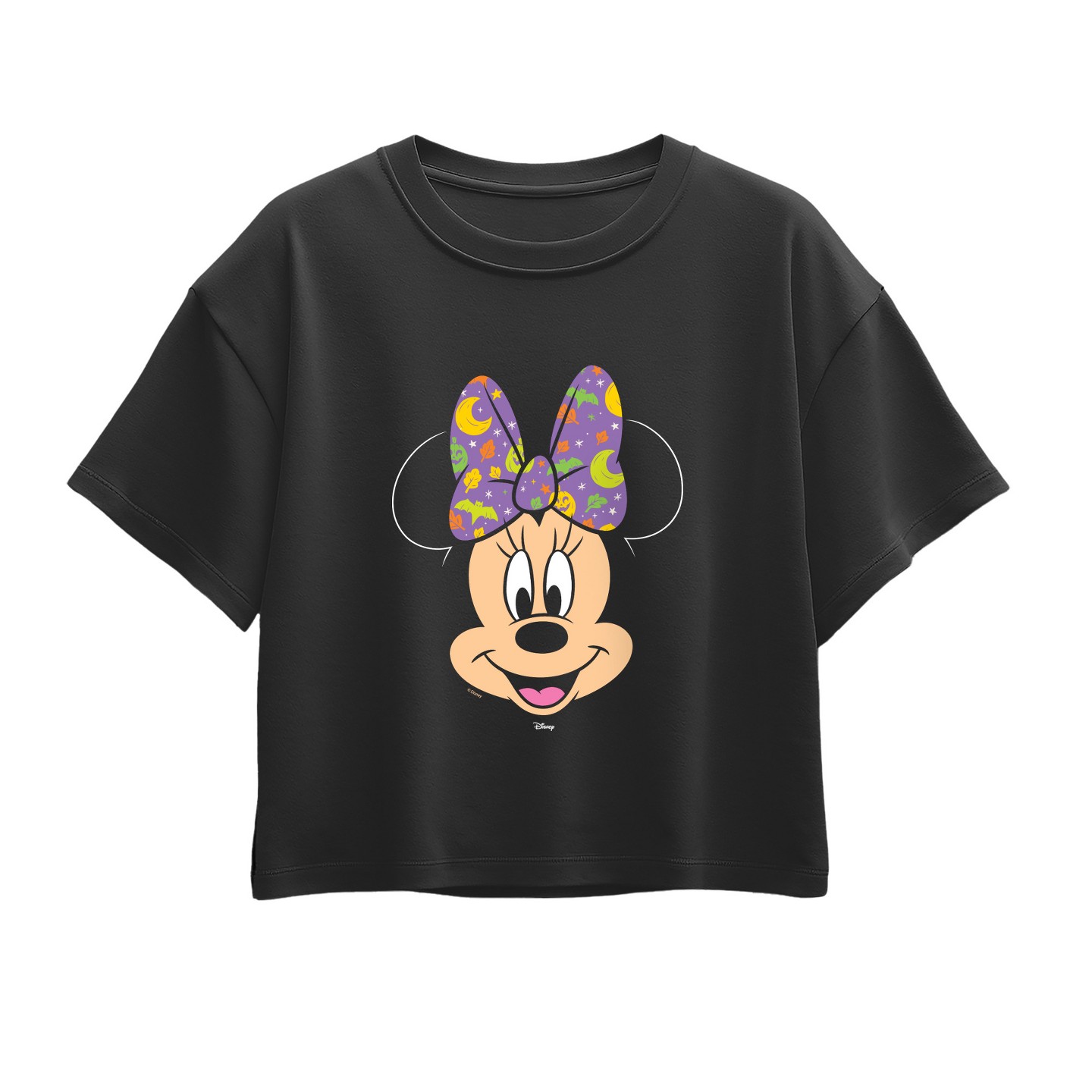 Футболка Disney Halloween Bow Minnie Mouse Short Sleeve Boxy Graphic T-Shirt - Black для девочек, цвет: Чёрный — фото 1