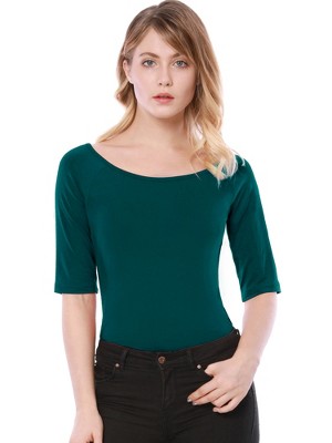INSPIRE CHIC Women's Half Sleeves Scoop Neck Fitted Layering Soft T-Shirt