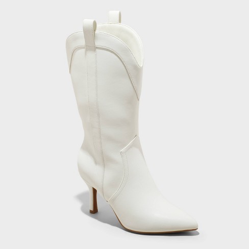 Women s Bryce Heeled Western Cowboy Boots With Memory Foam Insole Wild Fable White Target