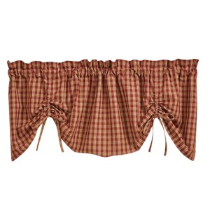 Park Designs Sturbridge Plaid Lined Farmhouse Red Valance 60" - 1 of 3