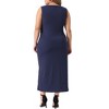 Agnes Orinda Women's Plus Size Side Slit Ruched Crew Neck Sleeveless Knit Casual Maxi Bodycon Tank Dresses - 4 of 4