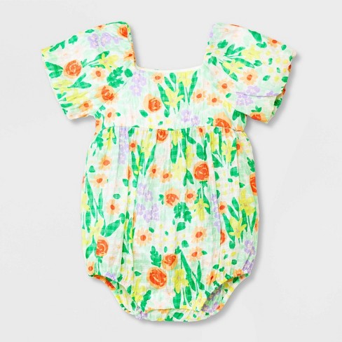 Baby Girls' Ballon Romper - Cat & Jack™ Green 12M