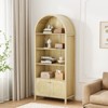 Karl Home Oak Arched with 2 Doors Rattan 3-Shelf Display Cabinet - 2 of 4