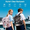 Clear Backpack Heavy Duty, PVC Transparent Bookbag for Adults, Stadium Approved See Through Backpack for College, Work, Sports – Semi-Black - 2 of 4