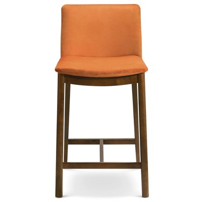 Vynxaria Orange Dining Chairs - Mid-Century Vegan Leather Counter Seating
