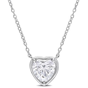EVERLY JEWELRY | Sterling Silver 2 CT DEW Created White Moissanite Fashion Pendant With Chain, 18-inch - 1 of 4