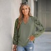 Women's Floral Lace Scalloped V Neck Top -Cupshe - 3 of 4