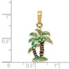 Black Bow Jewelry 14k Yellow Gold 3D Enameled Palm Trees Pendant - 4 of 4