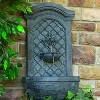 Sunnydaze 31"H Electric Polystone Rosette Leaf Outdoor Wall-Mount Water Fountain, Lead Finish - image 2 of 4