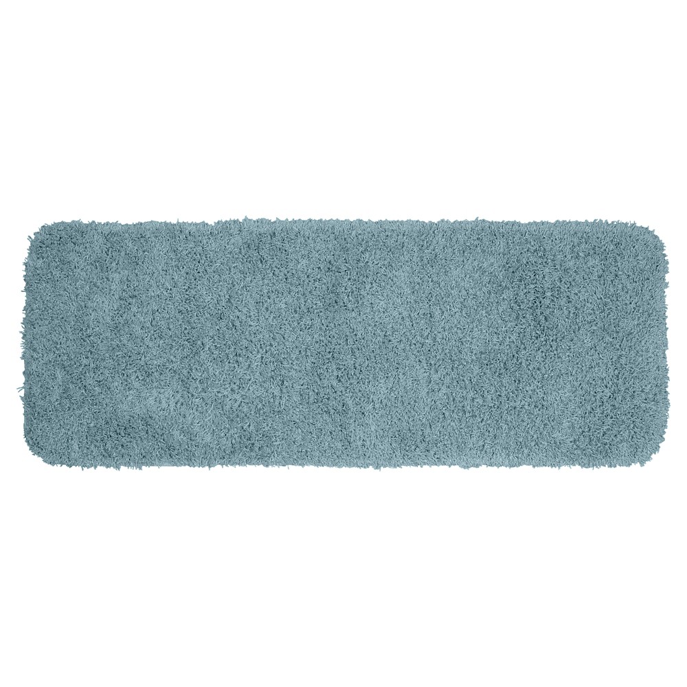  Jazz Shaggy Solid Washable Nylon Bath Runner Basin Blue