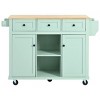 Rolling Kitchen Island Cabinet on Wheels, Kitchen Storage Cart, Mobile Storage Cart with Wood Top for Kitchen or Dining Room–The Pop Home - 4 of 4