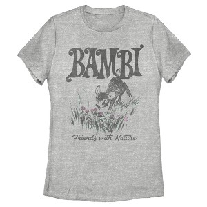 Women's Bambi Friends With Nature Artistic Sketch T-Shirt - 1 of 4