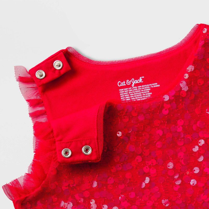 Toddler Girls&#39; Adaptive Sequin Tulle A-Line Dress - Cat &#38; Jack&#8482; Red, 4 of 6