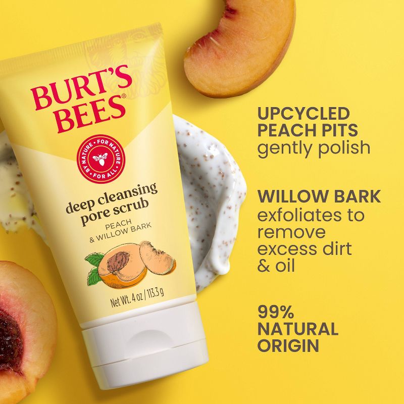 Burt&#39;s Bees Peach &#38; Willow Bark Deep Pore Exfoliating Facial Scrub - Unscented - 4oz, 3 of 16