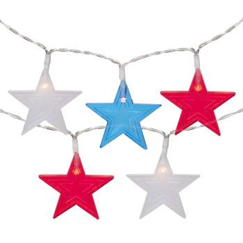 Northlight 20-Count Patriotic Americana Star LED String Lights, 9.5ft, Clear Wire