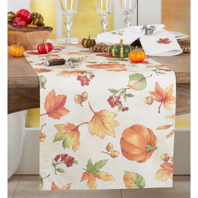 Saro Lifestyle Fall Pumpkin Design Dining Table Runner, 3 of 4