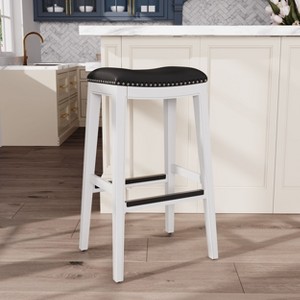 NicBex 24"/32" Bar Stools Set of 2,Counter Height Bar Stools with Nailhead Trim,Bonded Leather Stools for Kitchen Counter & Dining - 1 of 4