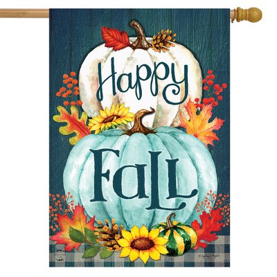 Happy Scarecrow Fall House Flag – Sunflowers & Pumpkins, 28x40 Briarwood Lane