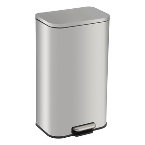 Fingerprint-Proof Stainless Steel Trash Can - Soft-Close Lid, Foot Pedal, Removable Inner Bucket - 1 of 4