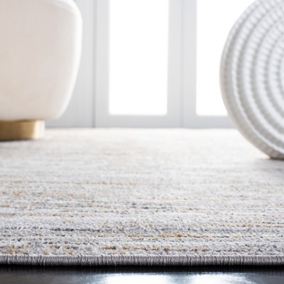 Gray and Gold Abstract Hand-knotted Synthetic Rug, 5'5" x 7'7"