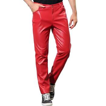 Lars Amadeus Men's Metallic Slim Fit Night Club Disco Shiny Faux Leather Pants