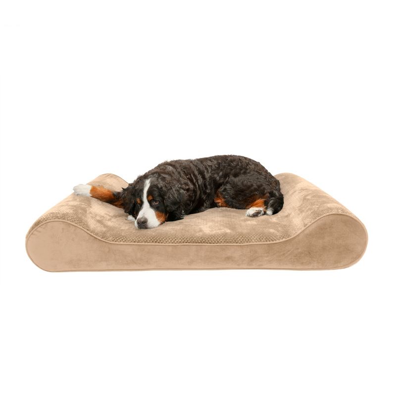 FurHaven Minky Plush & Velvet Luxe Lounger Gel Top Dog Bed, 1 of 3