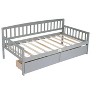 PAGED Twin Size Daybed Modern Pine Bed Frame with 2 Storage Drawers and Bedside Guardrail for Bedroom and Living Room - 4 of 4