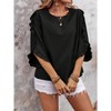 Women's Tops Casual Solid Color Comfortable Loose Ruffle Lotus Flared Tiered Sleeve Blouse T-Shirt Round Neck Lace Irregular Hem Tshirt - 3 of 4