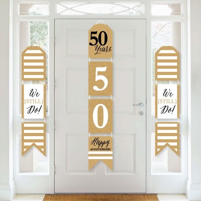 Big Dot of Happiness We Still Do - 50th Wedding Anniversary - Hanging Vertical Paper Door Banners - Party Wall Decoration Kit - Indoor Door Decor