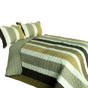 Slickblue 3 Piece Full/Queen, Soft Vermicelli Quilted Quilt and Shams, Quilt Set, Vertical Stripes, 9 Options - 1 of 4