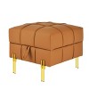 Gulches 22-Inch Beige Anti-Scratch Leather Storage Ottoman - Pet-Friendly, Tufted Design, Golden Stainless Steel Legs, Entryway Bench - 4 of 4