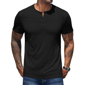 COOFANDY Henley - T-shirt da uomo in cotone, a maniche