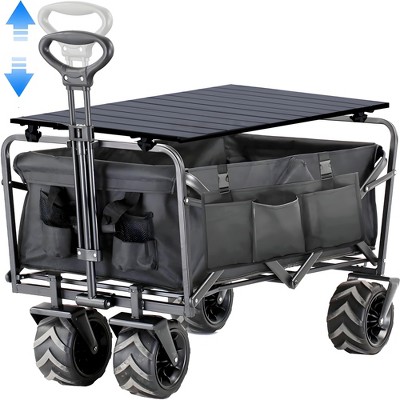 Musment Heavy Duty Collapsible Foldable Wagon Cart with Aluminum Table Plate, 350lbs