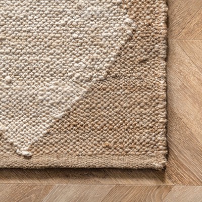 Natural Diamond Checkerboard Flat Woven Jute Runner Rug, 2' x 8'