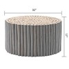 32" Natural Wood Handcrafted Round Coffee Table with Carved Top for Modern Living Room - 4 of 4