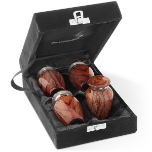 Reminded Adult Cremation Memorial Urn for Human Ashes, Wood Grain Brass Funeral Urn with Velvet Bag - 1 of 4