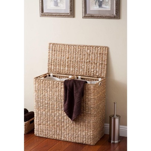 Birdrock Home Seagrass Oversized Divided Hamper With Liners